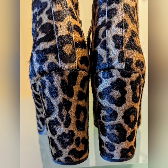 SAM EDELMAN "CAMBELL" Cheetah Leopard Print Calf Fur Ankle Boots SZ 8 - Picture 4 of 8